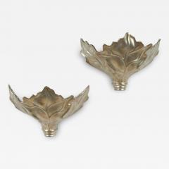 Robert Marcius 1980s Pair of Large Glazed Silver Leaf Sconces by Robert Marcius - 3758712