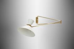 Robert Mathieu Extendable Brass Wall Lamp in the manner of Robert Mathieu Europe 1950s - 4292528