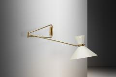 Robert Mathieu Extendable Brass Wall Lamp in the manner of Robert Mathieu Europe 1950s - 4293483