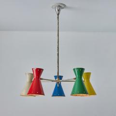 Robert Mathieu Rare 1950s Robert Mathieu 5 Shade Multi Color Chandelier - 2633178