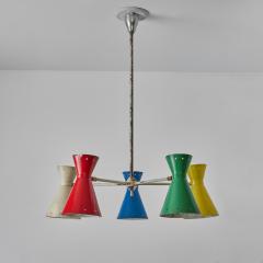 Robert Mathieu Rare 1950s Robert Mathieu 5 Shade Multi Color Chandelier - 2633179