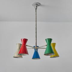 Robert Mathieu Rare 1950s Robert Mathieu 5 Shade Multi Color Chandelier - 2633181