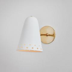 Robert Mathieu Rare 1950s Robert Mathieu Perforated White Metal and Brass Wall Sconce - 3099747