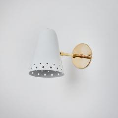 Robert Mathieu Rare 1950s Robert Mathieu Perforated White Metal and Brass Wall Sconce - 3099749