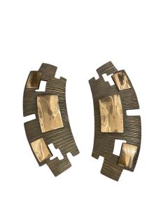 Robert Phandeve 1970s Pair of Sculptural bronze sconces by Robert Phandeve - 4591101