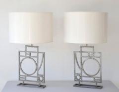 Robert Sonneman Pair of Postmodern Geometrical Form Table Lamps - 635294