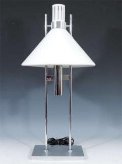 Robert Sonneman Sonneman Lighting MID CENTURY MODERNIST WHITE CONE SHADE AND CHROME LAMPS BY ROBERT SONNEMAN - 3477351