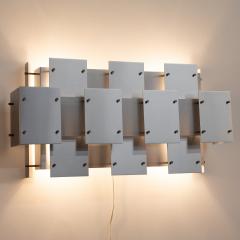 Robert Sonneman Sonneman Lighting Sonneman Large Wall Sconce in Brushed Steel with Brass Fittings 1970s Signed  - 1965539