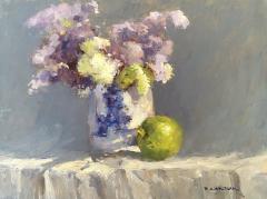 Robert Waltsak Still Life Flowers and Apple  - 3713828