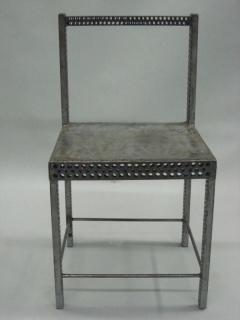 Robert Wilson Pair of Conceptual Steel Side or Desk Chairs Attributed to Robert Wilson - 4090333