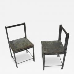 Robert Wilson Pair of Conceptual Steel Side or Desk Chairs Attributed to Robert Wilson - 4090842