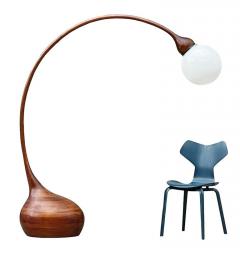 Robert Worth Large Studio Mid Century Modern Arc Floor Lamp by Robert Worth in Laminated Wood - 2011868