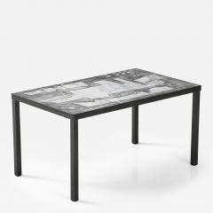 Robert and Jean Cloutier Cloutier Lava Stone Tile Top Coffee Table in White Grey abstract design - 3571702