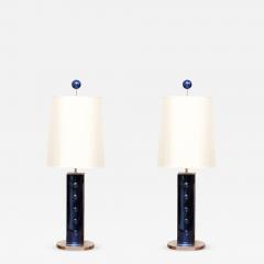 Roberto Giulio Rida Pair of Blue Glass Table Lamps designed by Roberto Giulio Rida Italy - 695507