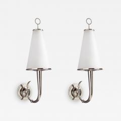 Roberto Giulio Rida Pair of Nickeled and Glass Sconces - 292864