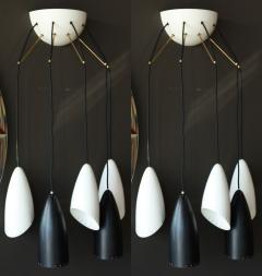 Roberto Giulio Rida Roberto Giulio Rida Five Arm Cone Sconces in Black and White with Brass Fittings - 2786186