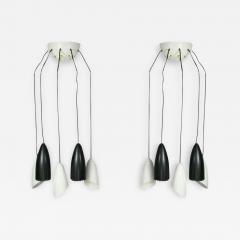 Roberto Giulio Rida Roberto Giulio Rida Five Arm Cone Sconces in Black and White with Brass Fittings - 2790912