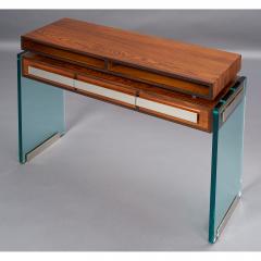 Roberto Giulio Rida Rosewood and Glass Console Table by Roberto Rida - 307429