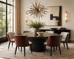 Roberto Lazzeroni Set of 6 Baxter Colette Chairs by Roberto Lazzeroni in Leather Brass - 4722012