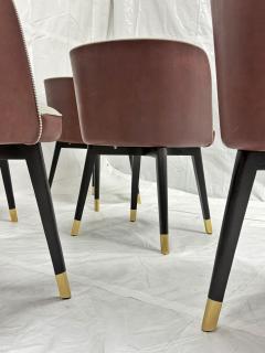Roberto Lazzeroni Set of 6 Baxter Colette Chairs by Roberto Lazzeroni in Leather Brass - 4722018