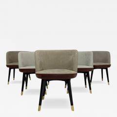 Roberto Lazzeroni Set of 6 Baxter Colette Chairs by Roberto Lazzeroni in Leather Brass - 4730123