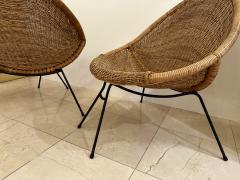 Roberto Mango Mid Century Modern Pair of Rattan Armchairs by Roberto Mango Italy 1950s - 3092460