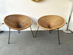 Roberto Mango Mid Century Modern Pair of Rattan Armchairs by Roberto Mango Italy 1950s - 3130841