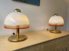 Roberto Pamio Pair of Murano Glass and Brass Lamps by Roberto Pamio for Fabbian Italy 1970s - 2125700