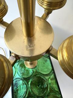 Roberto Rida Contemporary Pair of Brass and Murano Glass Lamps by Roberto Giulio Rida Italy - 4330013