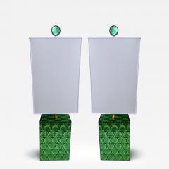 Roberto Rida Contemporary Pair of Brass and Murano Glass Lamps by Roberto Giulio Rida Italy - 4332701