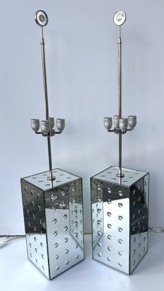 Roberto Rida Contemporary Pair of Silver Optical Murano Glass Lamps by Roberto Rida Italy - 4330108