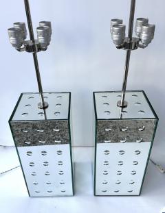 Roberto Rida Contemporary Pair of Silver Optical Murano Glass Lamps by Roberto Rida Italy - 4330109