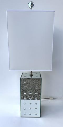 Roberto Rida Contemporary Pair of Silver Optical Murano Glass Lamps by Roberto Rida Italy - 4330110