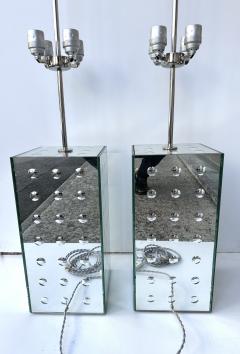 Roberto Rida Contemporary Pair of Silver Optical Murano Glass Lamps by Roberto Rida Italy - 4330111