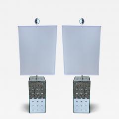 Roberto Rida Contemporary Pair of Silver Optical Murano Glass Lamps by Roberto Rida Italy - 4332703