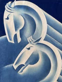 Robin Artine Smith Art Deco Horses in Blue Horse Show Illustration by Female Illustrator - 2969717