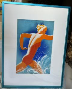 Robin Artine Smith Art Deco Swimmer Summer Fun - 4388868