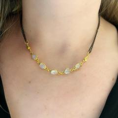Robindira Unsworth Robindira Unsworth Five Moonstone Curved Bar Drop Necklace - 4749265
