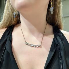 Robindira Unsworth Robindira Unsworth Six Moonstone Curved Bar Drop Necklace - 4749270