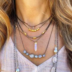 Robindira Unsworth Robindira Unsworth Six Moonstone Curved Bar Drop Necklace - 4749271