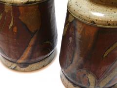 Robust Pair of Signed 1960s Studio Crafted Pottery Stoneware Lamps - 1664592