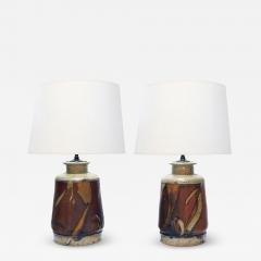 Robust Pair of Signed 1960s Studio Crafted Pottery Stoneware Lamps - 1666211