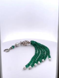 Rock Crystal Emerald Diamond Tassel - 3461987