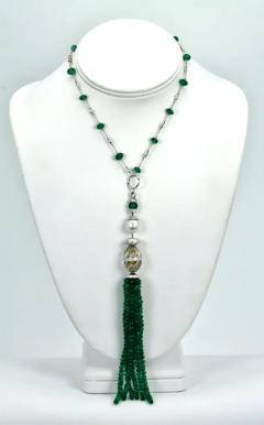 Rock Crystal Emerald Diamond Tassel - 3462006