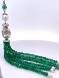 Rock Crystal Emerald Diamond Tassel - 3462019