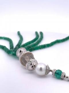 Rock Crystal Emerald Diamond Tassel - 3462146