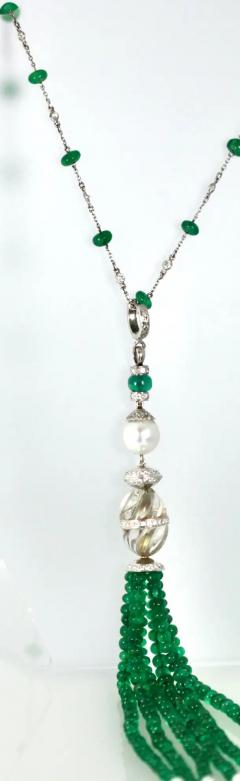 Rock Crystal Emerald Diamond Tassel - 3462181