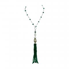 Rock Crystal Emerald Diamond Tassel - 3572142