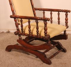 Rocking Chair Covered With Leather Early 20 Century - 2807740