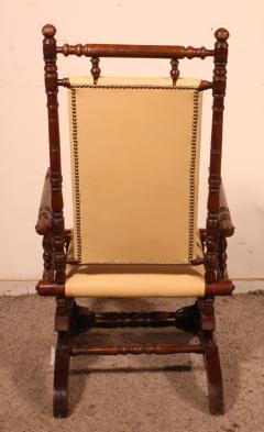 Rocking Chair Covered With Leather Early 20 Century - 2807741